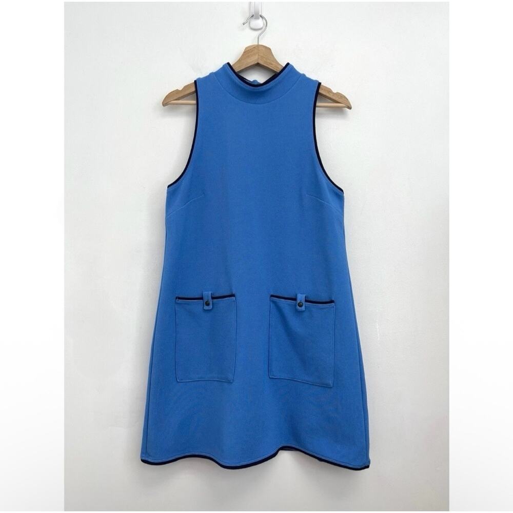 Maeve Anthropologie Sleeveless Mock-Neck Mini Mod Retro Twee Knit Shift Dress MP